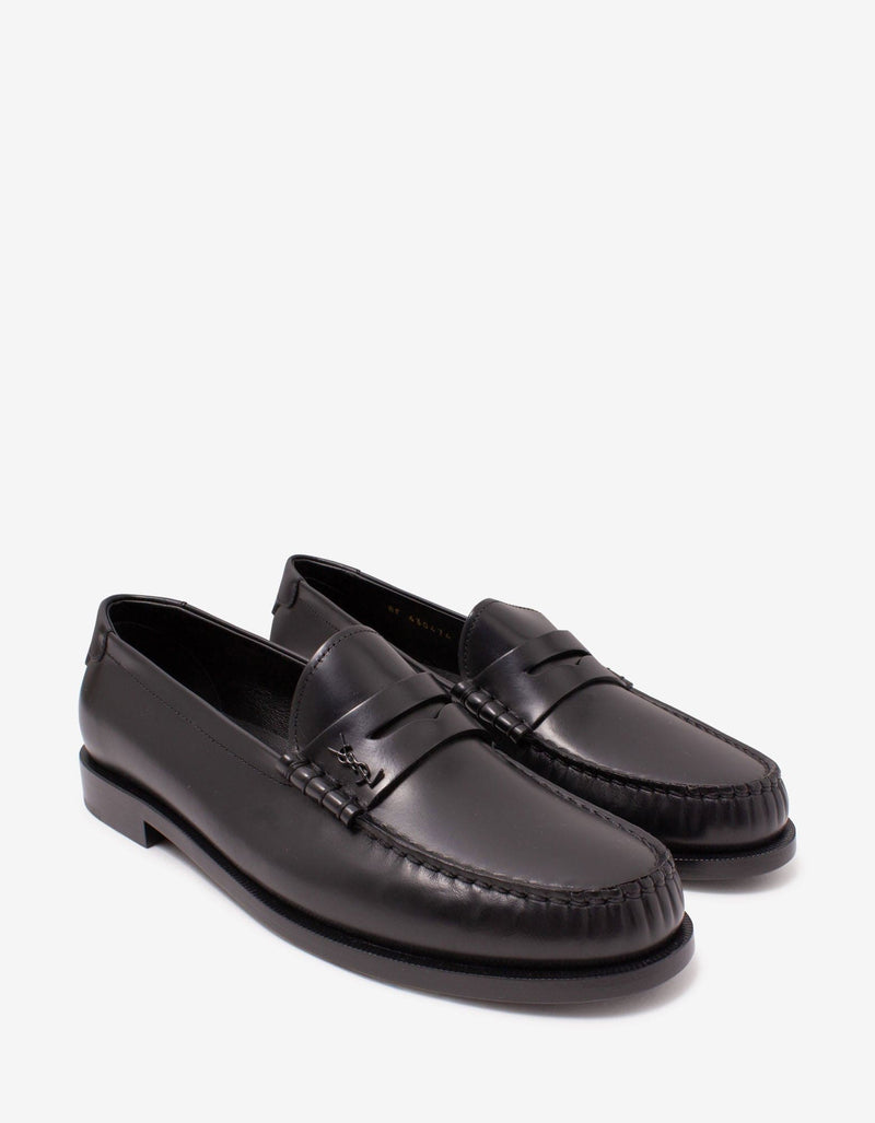 Saint Laurent Le Loafer Black Leather Penny Slippers