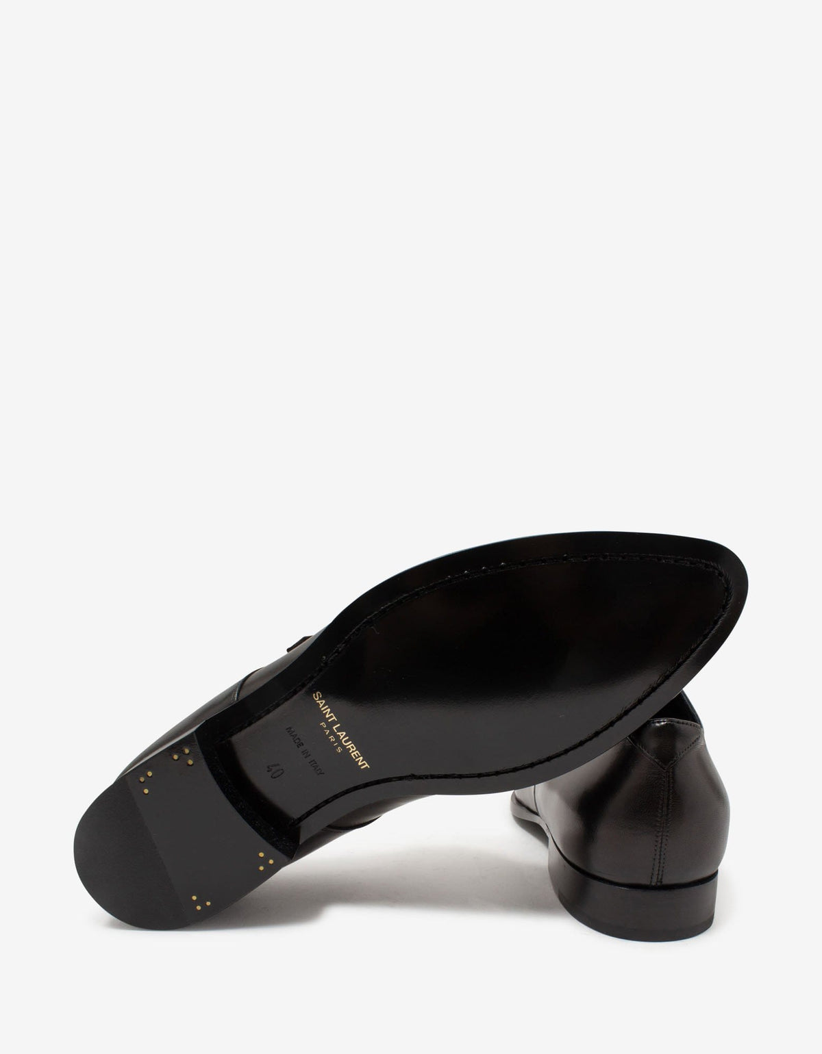 Saint Laurent Marceau Black Leather Monk Strap Shoes