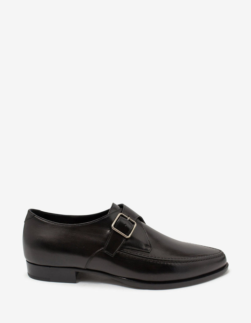 Saint Laurent Marceau Black Leather Monk Strap Shoes