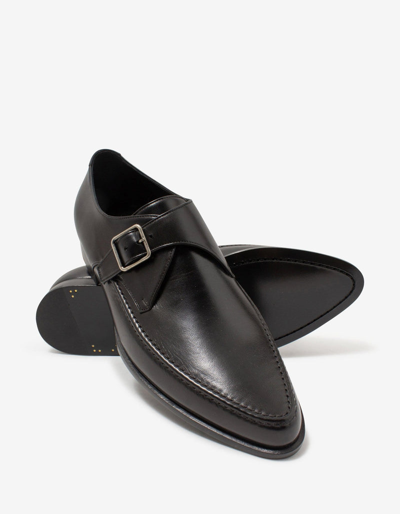 Saint Laurent Marceau Black Leather Monk Strap Shoes