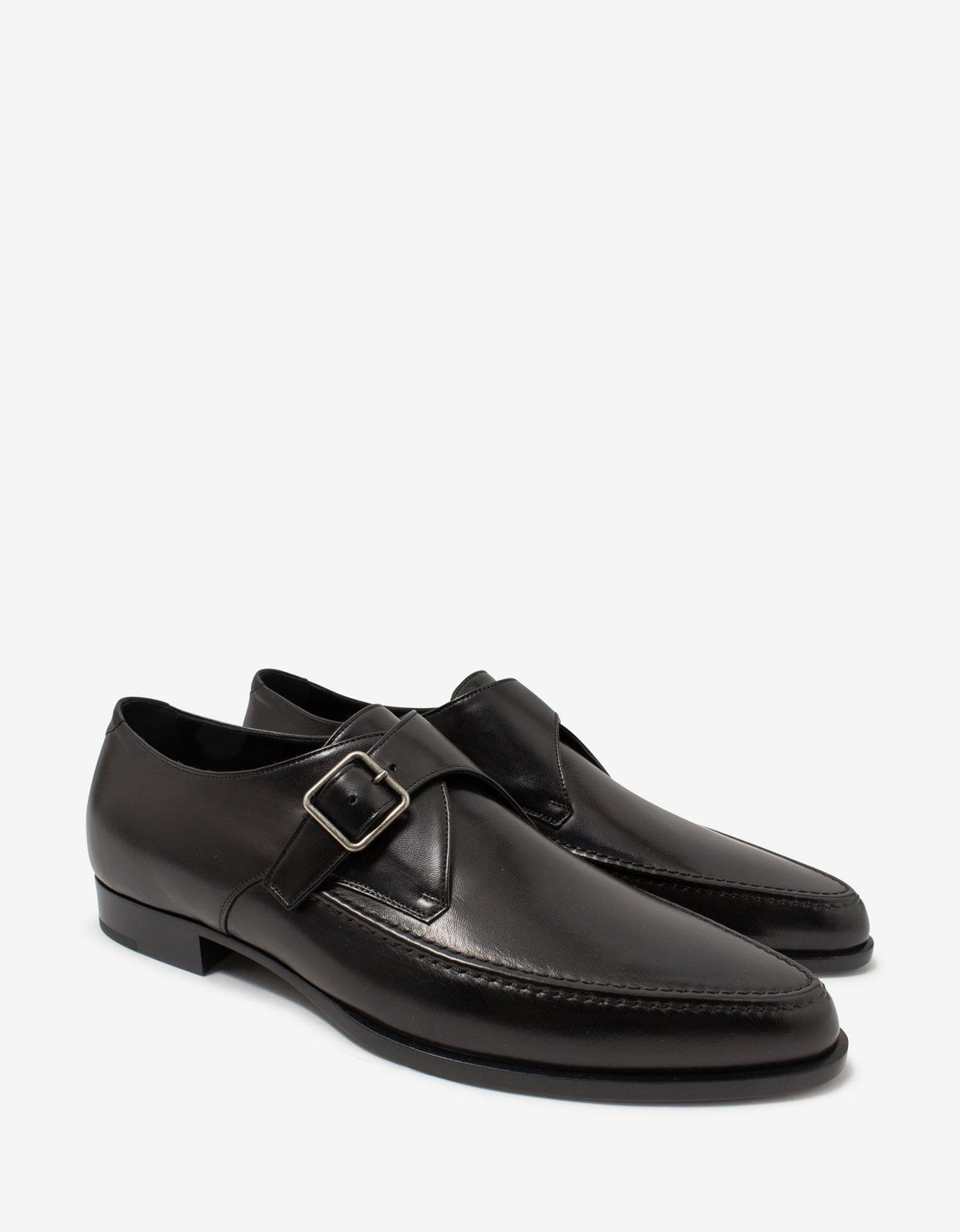 Saint Laurent Marceau Black Leather Monk Strap Shoes