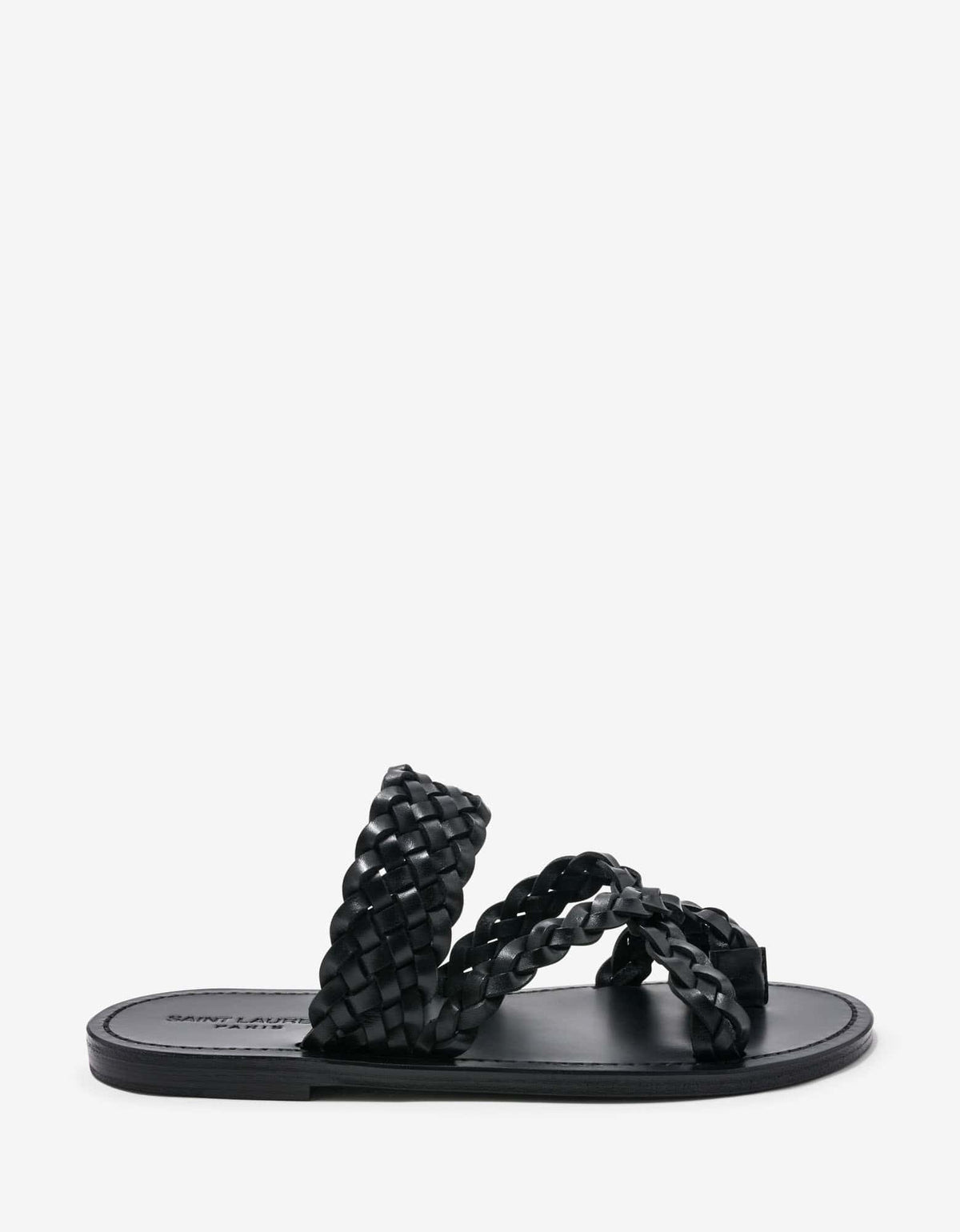 Saint Laurent Neil Black Braided Leather Sandals