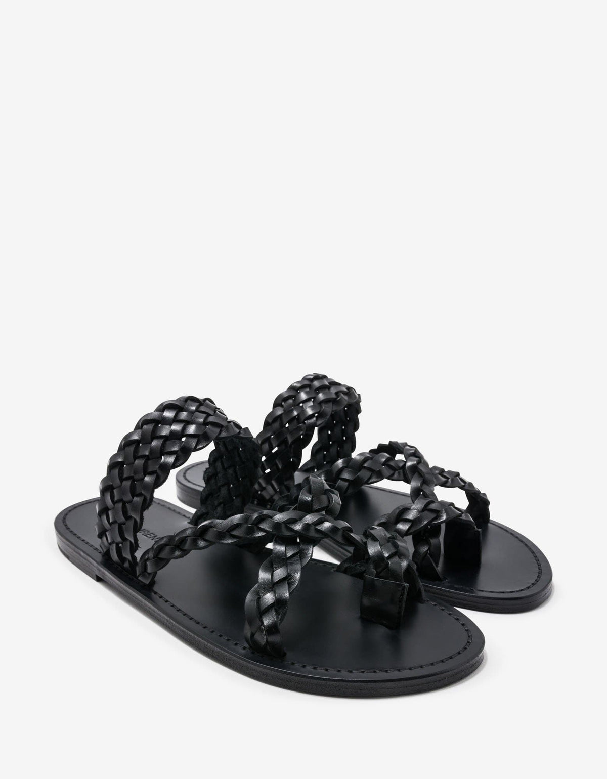 Saint Laurent Neil Black Braided Leather Sandals