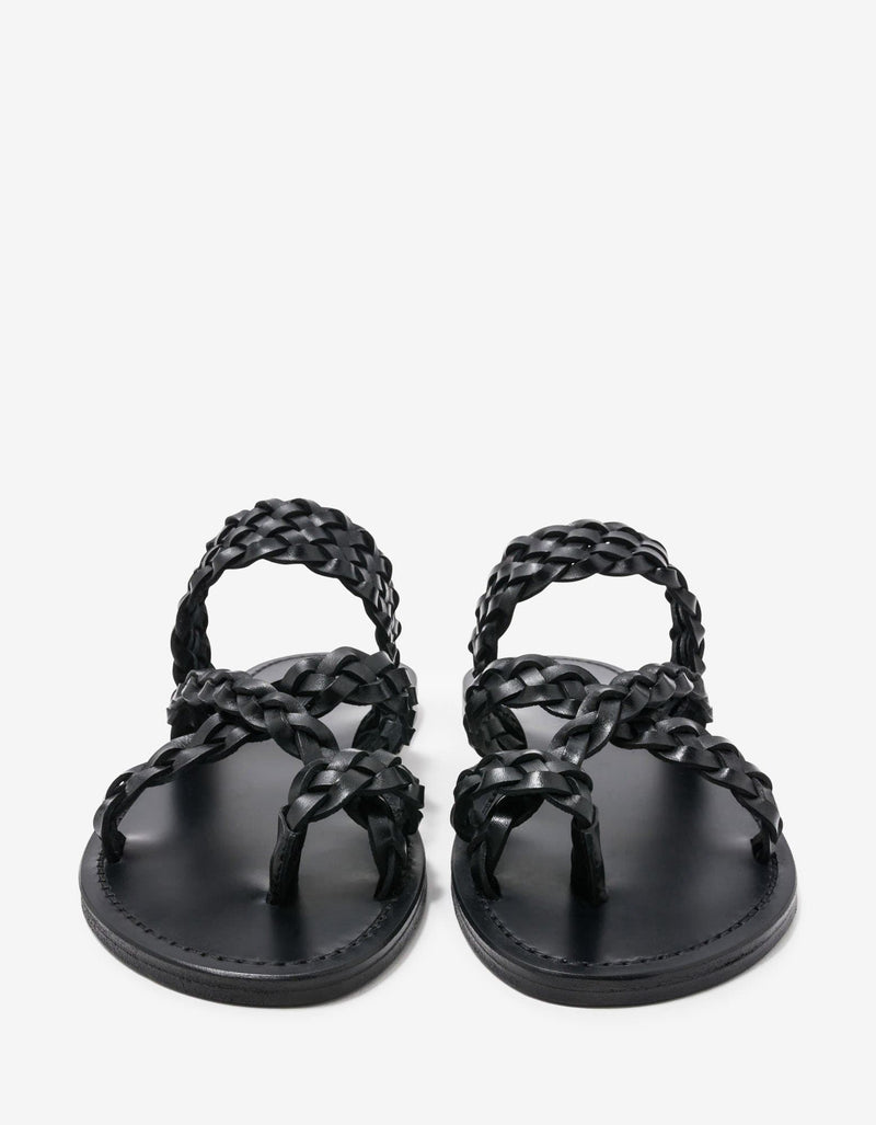 Saint Laurent Neil Black Braided Leather Sandals