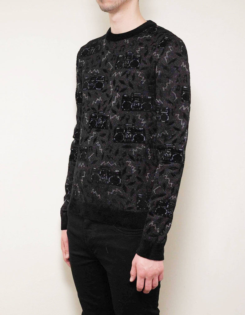 Saint Laurent Radio Jacquard Oversized Sweater