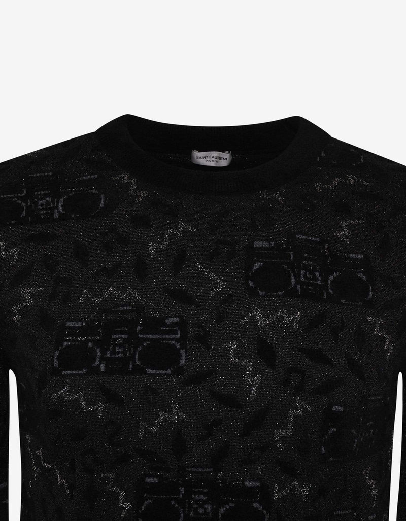 Saint Laurent Radio Jacquard Oversized Sweater