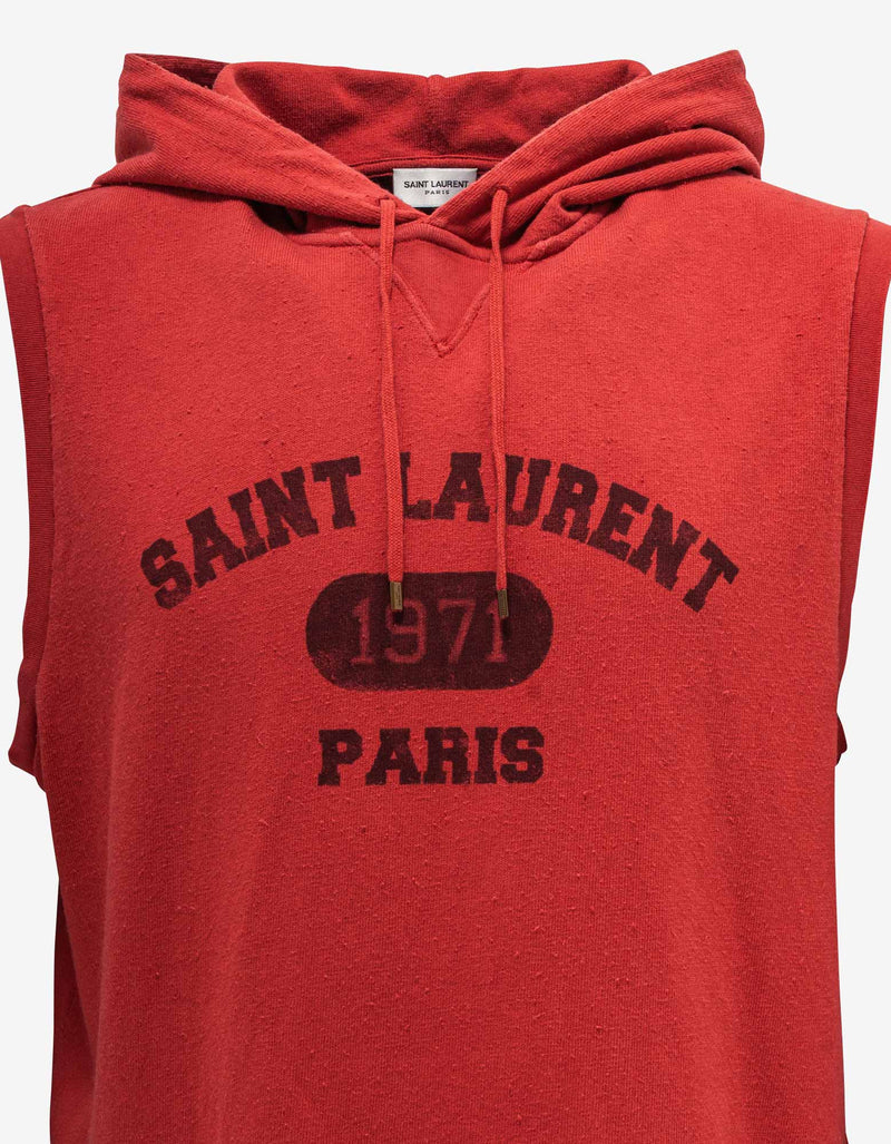 Saint Laurent Red Sleeveless Hoodie