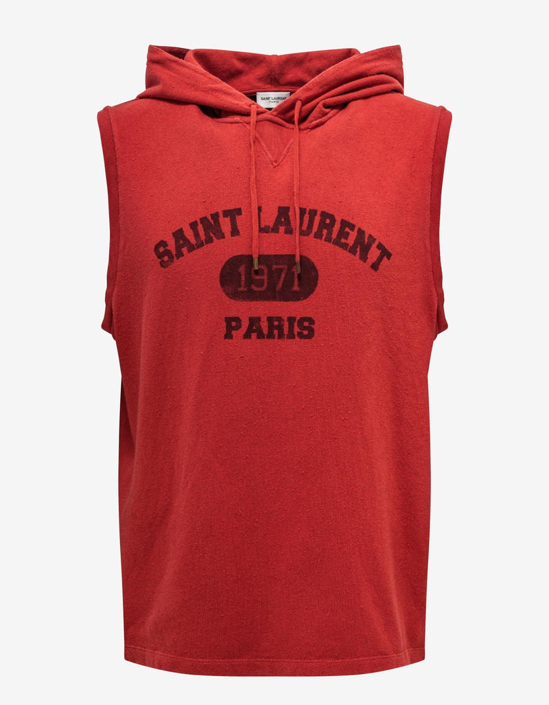 Saint Laurent Red Sleeveless Hoodie