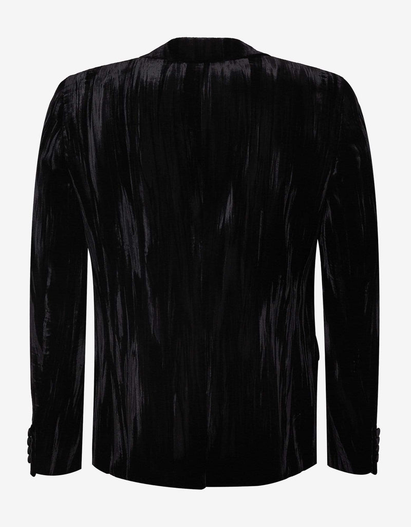 Saint Laurent Saint Laurent Black Crinkled Velvet Blazer