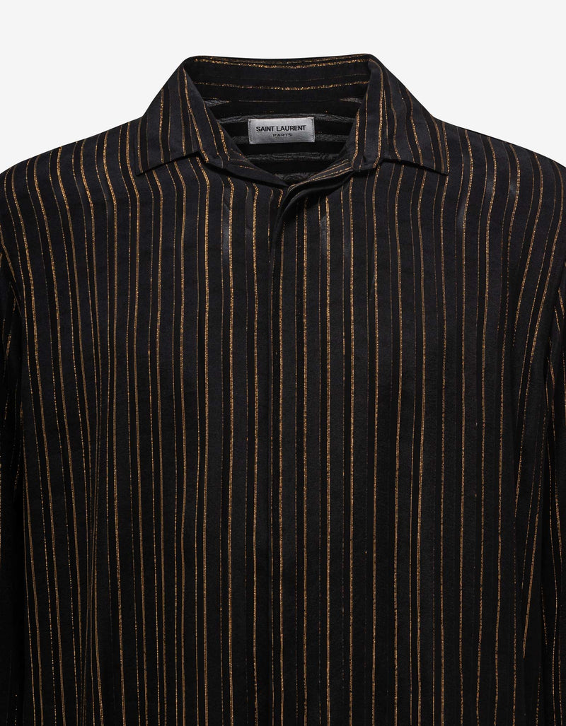 Saint Laurent Saint Laurent Black & Gold Stripe Silk Shirt