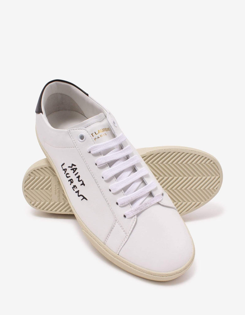 Saint Laurent Saint Laurent Court Classic SL/06 White Embroidered Trainers