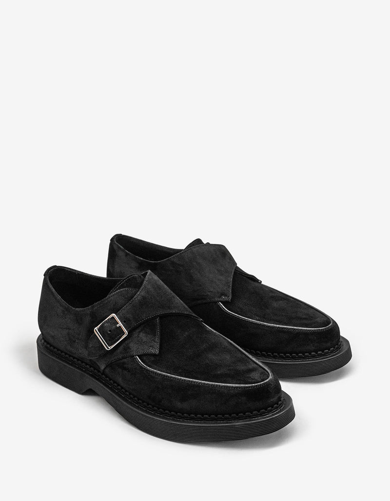 Saint Laurent Teddy 10 Black Suede Monk Strap Shoes