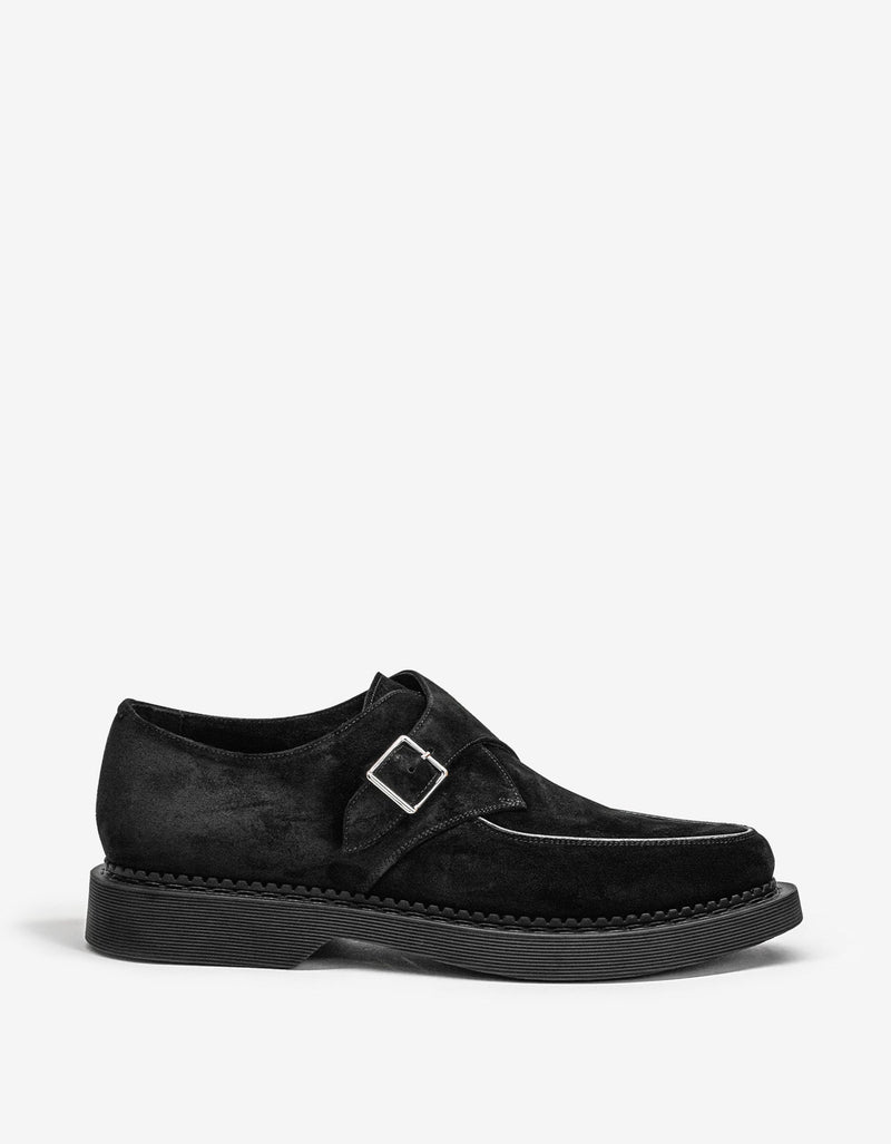 Saint Laurent Teddy 10 Black Suede Monk Strap Shoes