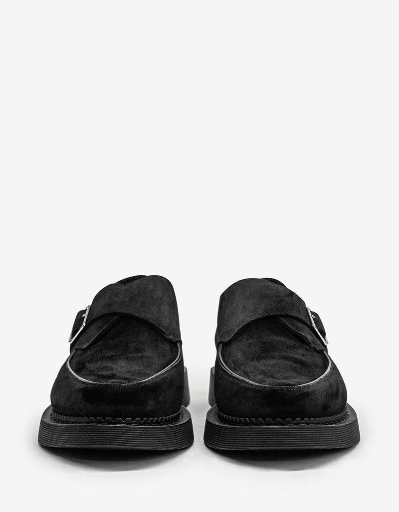 Saint Laurent Teddy 10 Black Suede Monk Strap Shoes