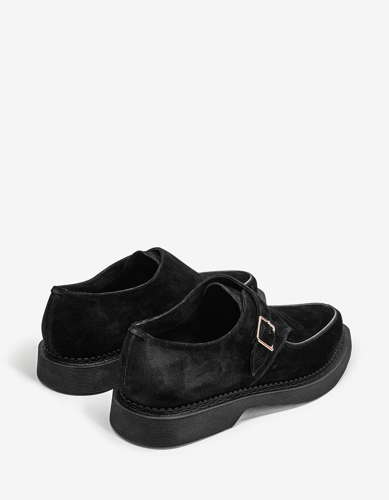 Saint Laurent Teddy 10 Black Suede Monk Strap Shoes