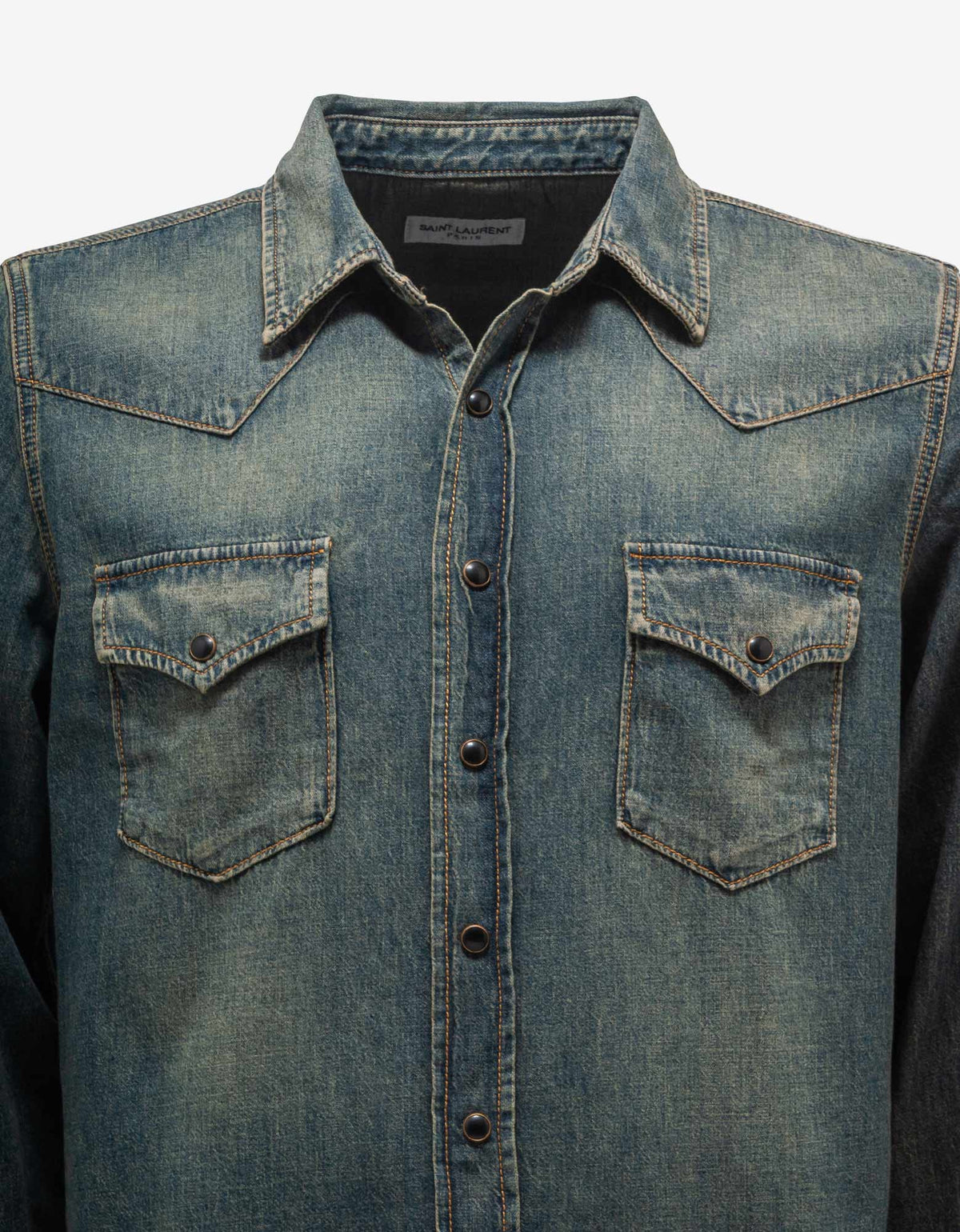 Saint Laurent Vintage Blue Western Denim Shirt