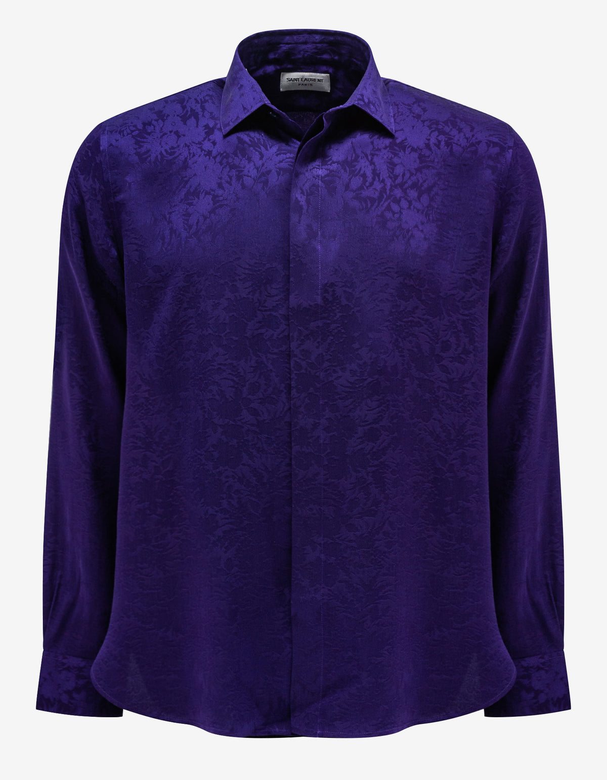 Saint Laurent Purple Floral Print Silk Shirt