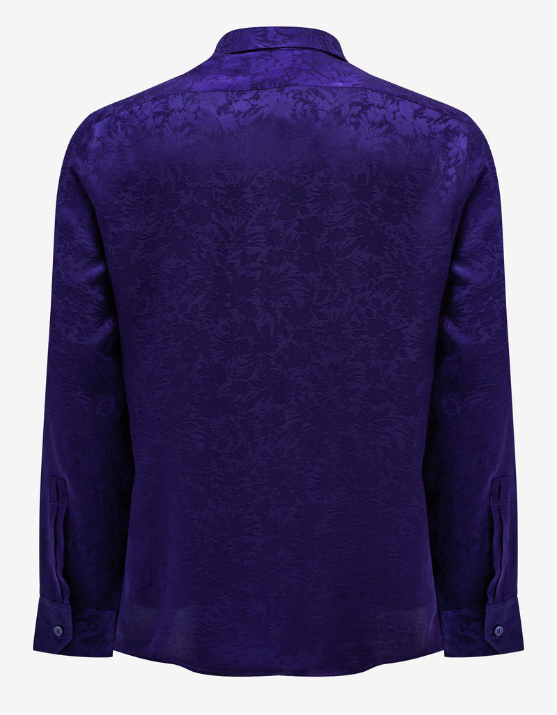 Saint Laurent Purple Floral Print Silk Shirt