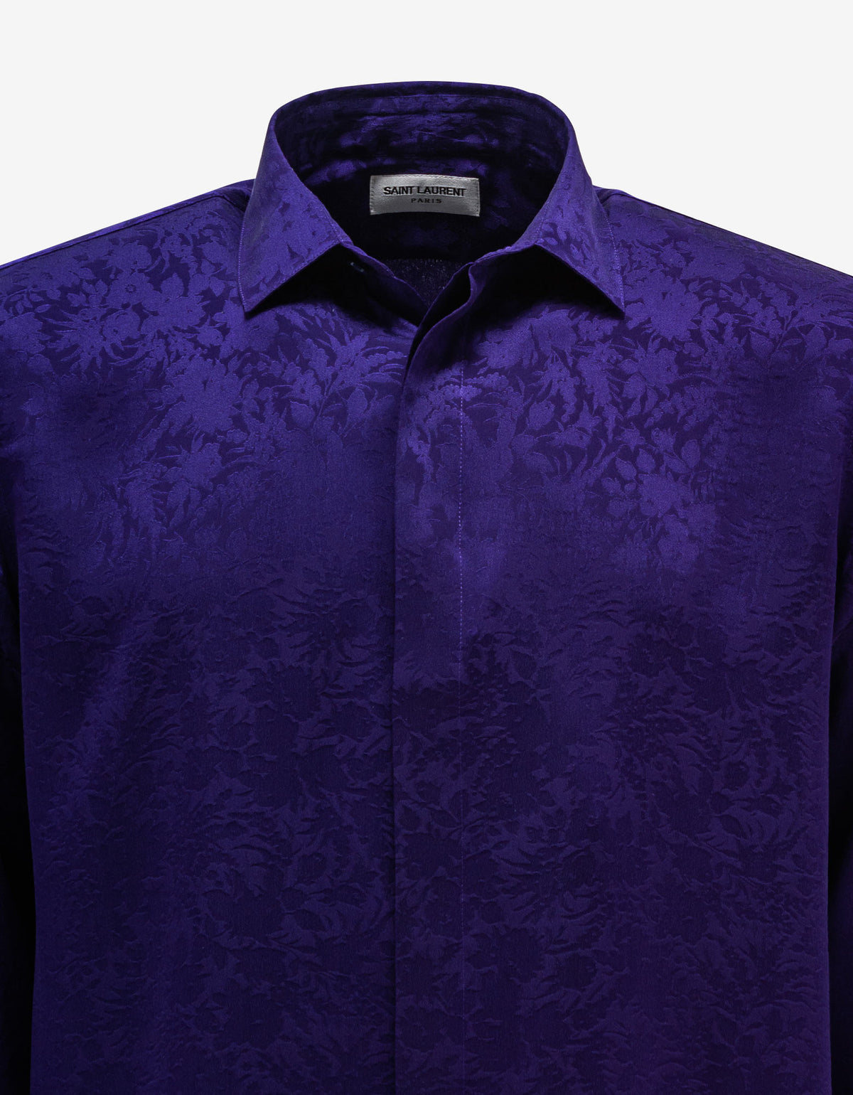 Saint Laurent Purple Floral Print Silk Shirt