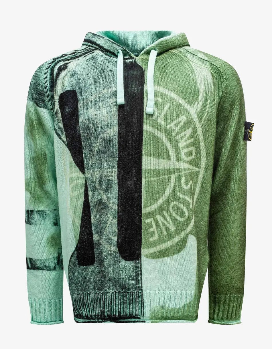 Stone Island Aqua Motion Saturation Logo Knitted Hoodie