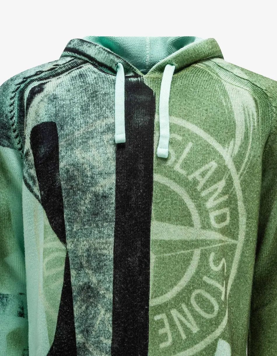 Stone Island Aqua Motion Saturation Logo Knitted Hoodie