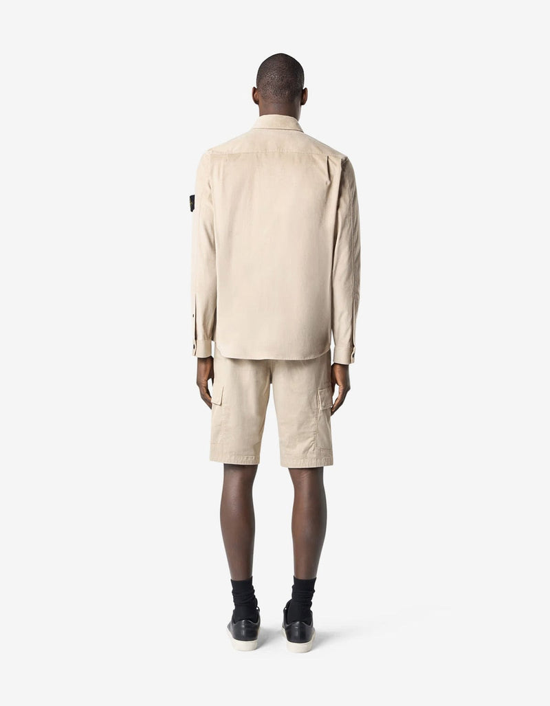 Stone Island Beige Cotton Micro-Corduroy Overshirt