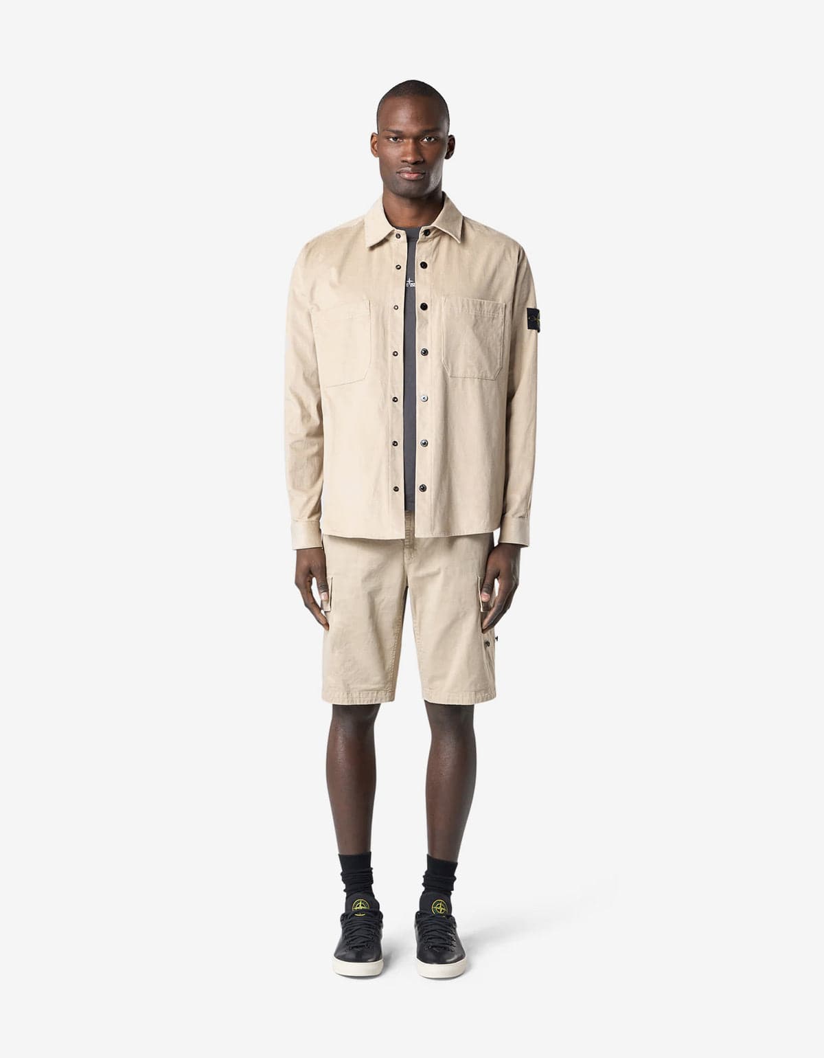 Stone Island Beige Cotton Micro-Corduroy Overshirt