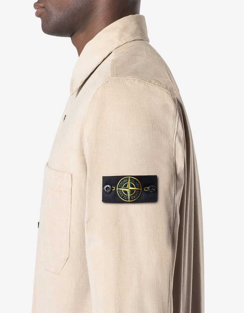 Stone Island Beige Cotton Micro-Corduroy Overshirt