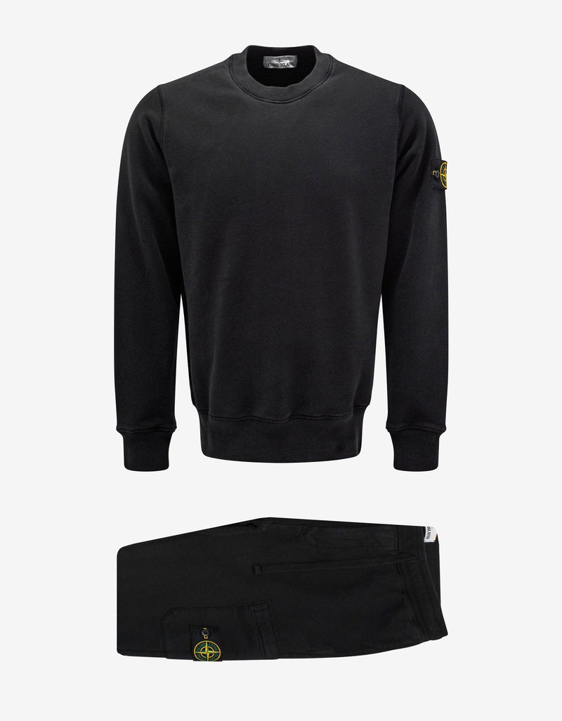 Stone Island Black Compass Badge Crew Neck Tracksuit