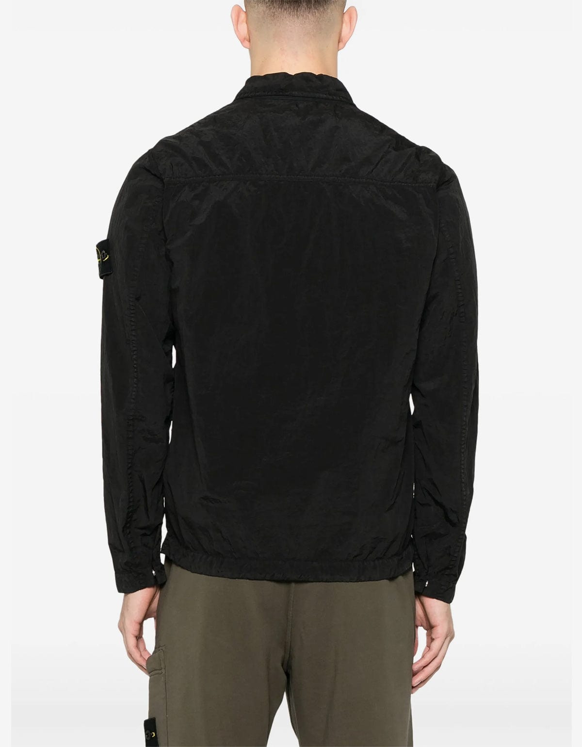 Stone Island Black Compass Logo Nylon Metal Overshirt