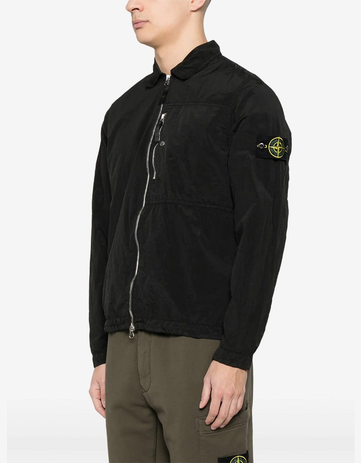 Stone Island Black Compass Logo Nylon Metal Overshirt