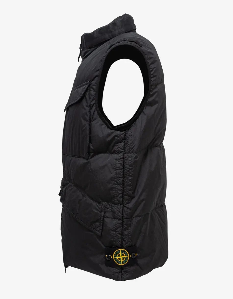 Stone Island Black Garment Dyed Crinkle Reps R-NY Down Gilet