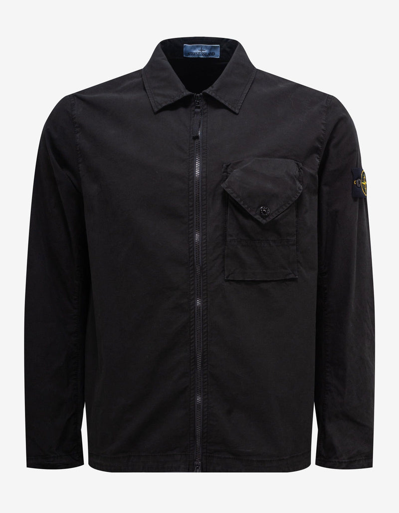 Stone Island Black Garment Dyed Overshirt