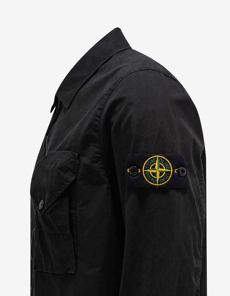 Stone Island Black Garment Dyed Overshirt