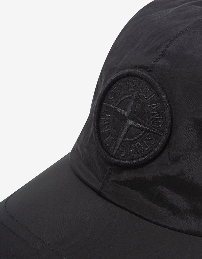 Stone Island Black Nylon Metal Cap