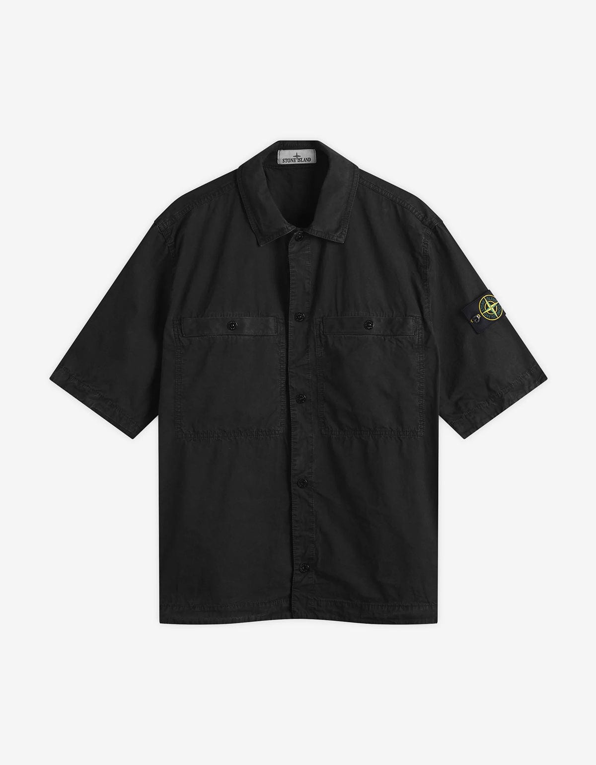 Stone Island Black Old Effect Short Sleeve Overshirt