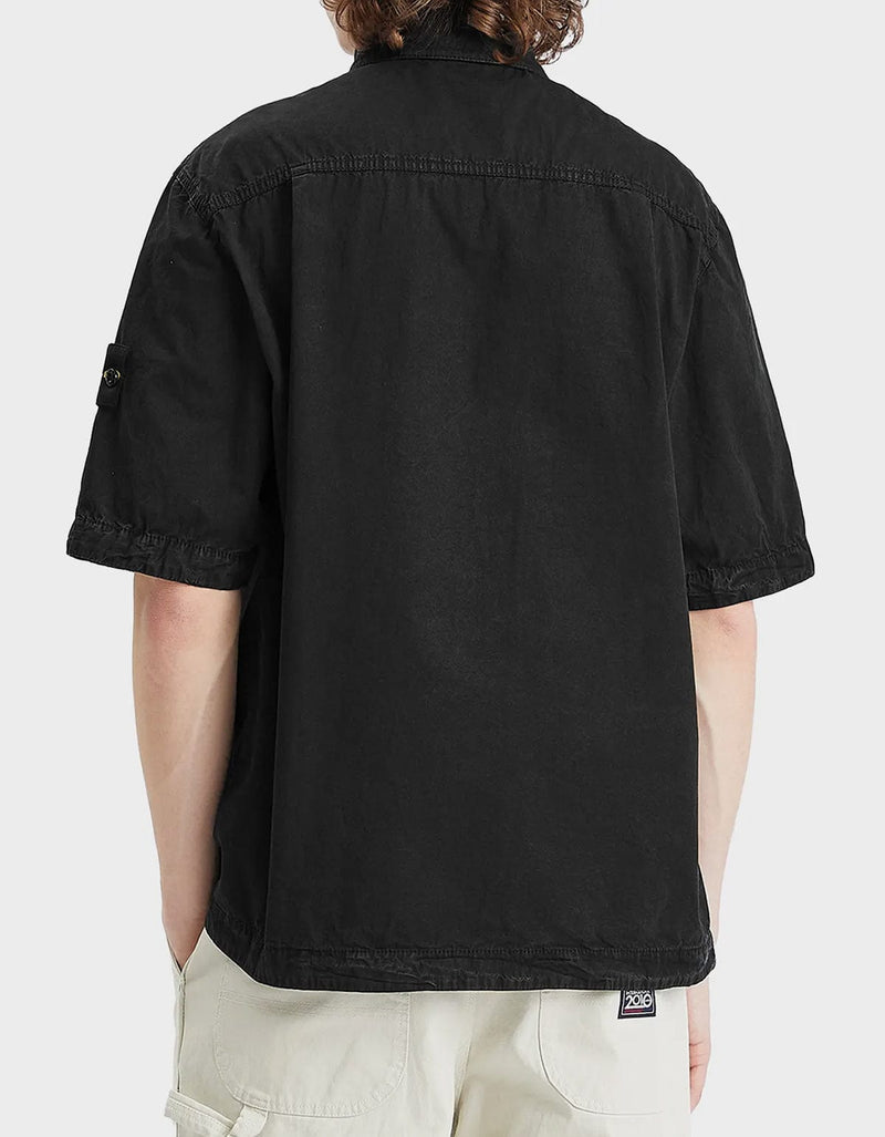 Stone Island Black Old Effect Short Sleeve Overshirt