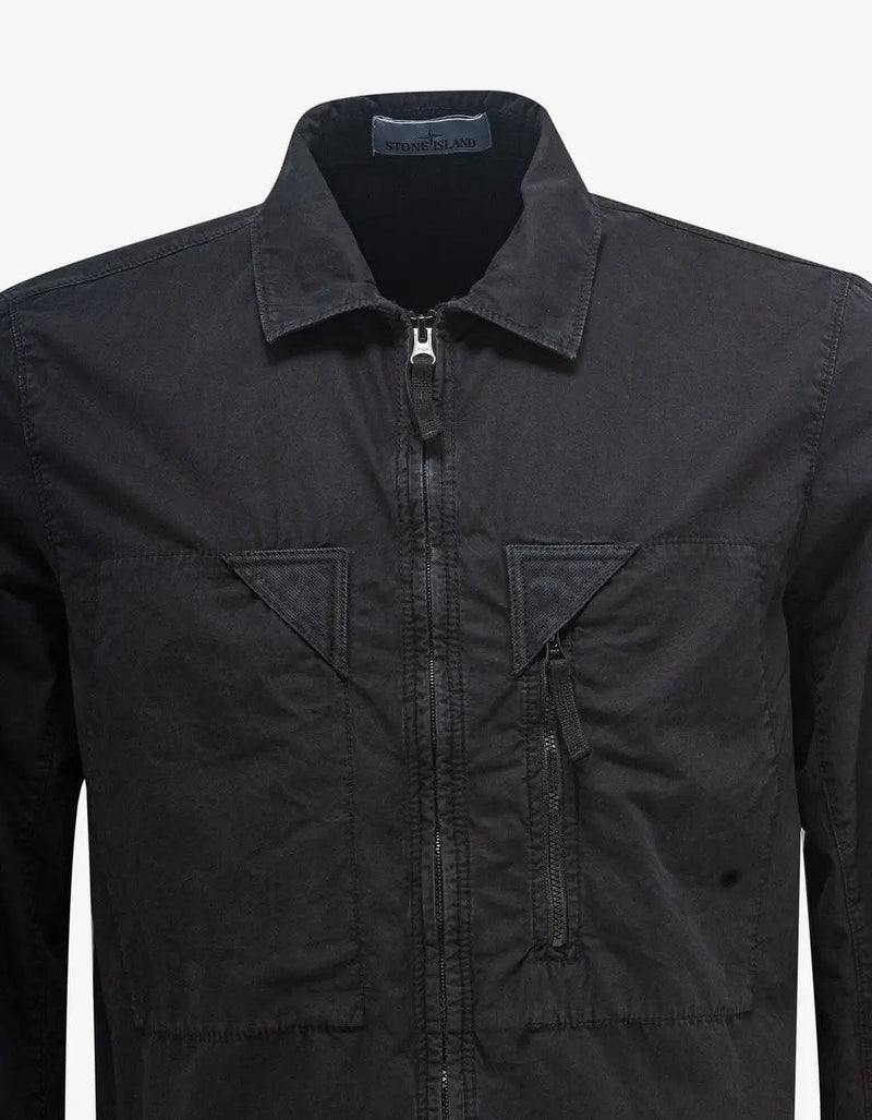 Stone Island Black Old Treatment Overshirt