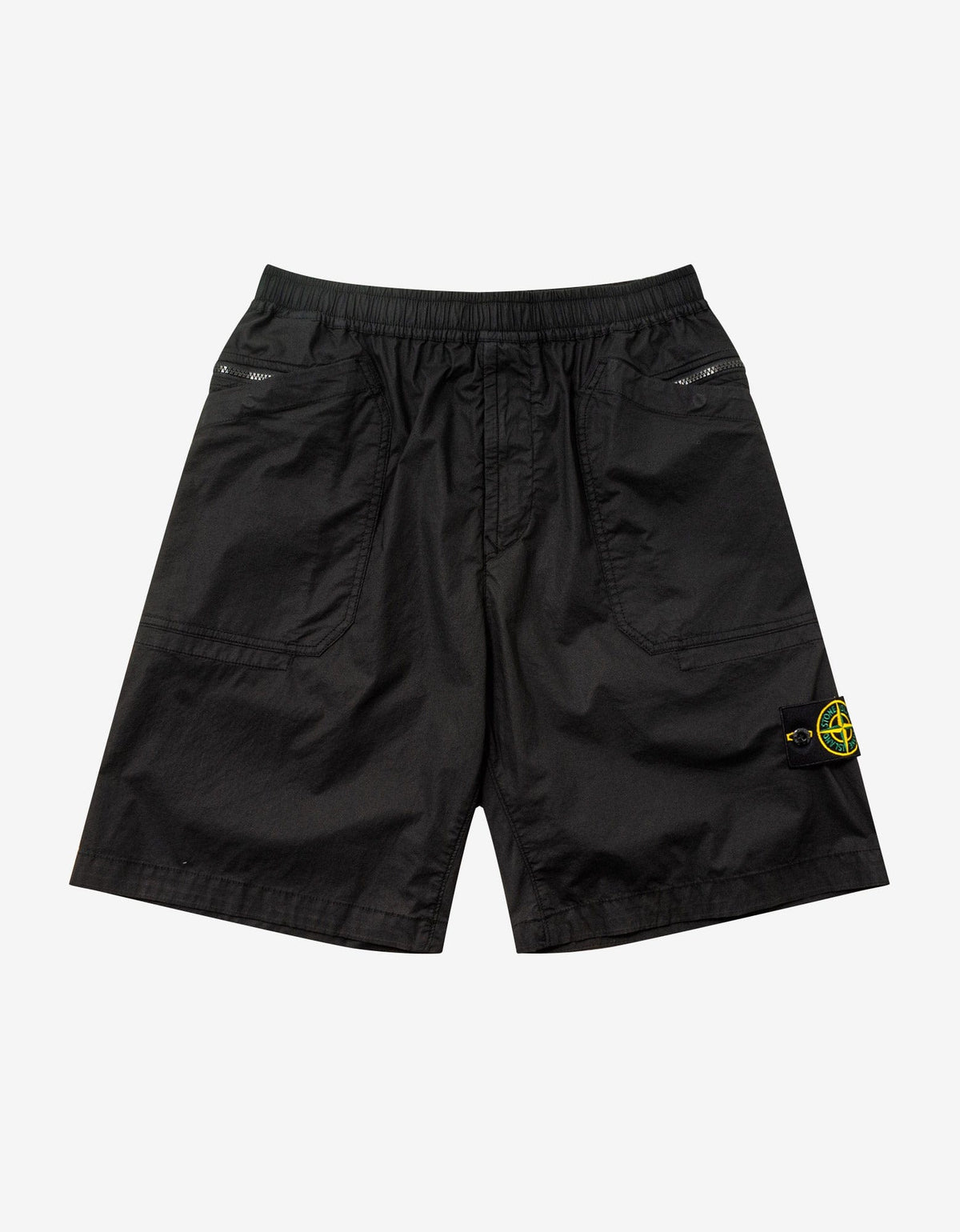 Stone Island Black Stretch Cotton Paracadute Bermuda Shorts