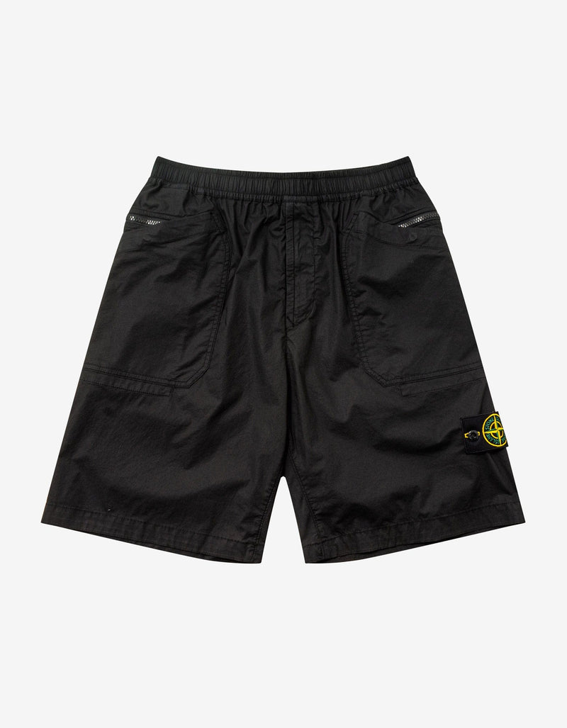 Stone Island Black Stretch Cotton Paracadute Bermuda Shorts