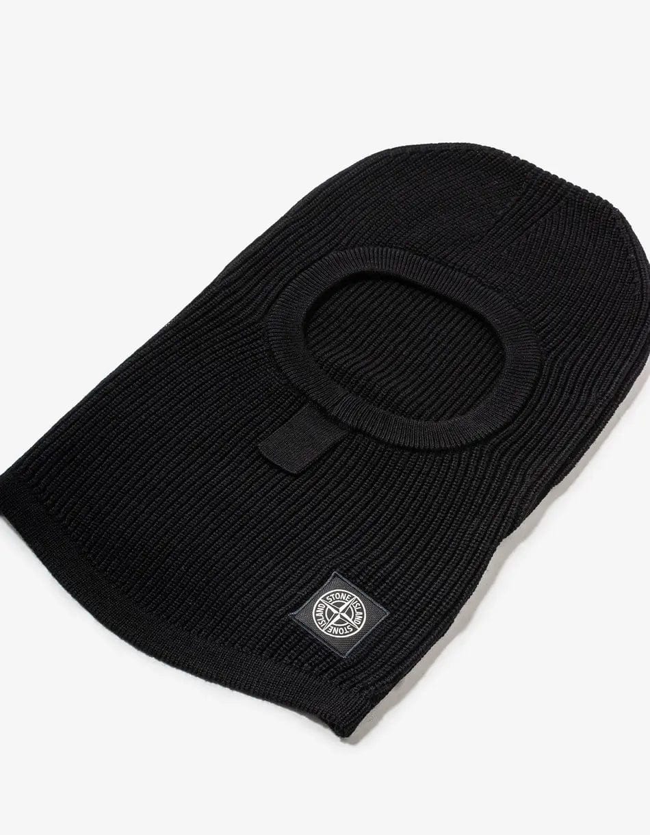 Stone Island Black Wool Balaclava