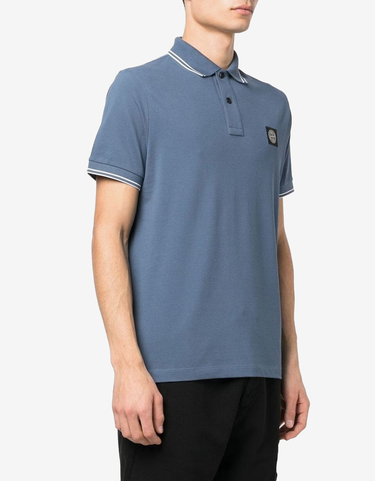 Stone Island Blue Compass Logo Polo Shirt