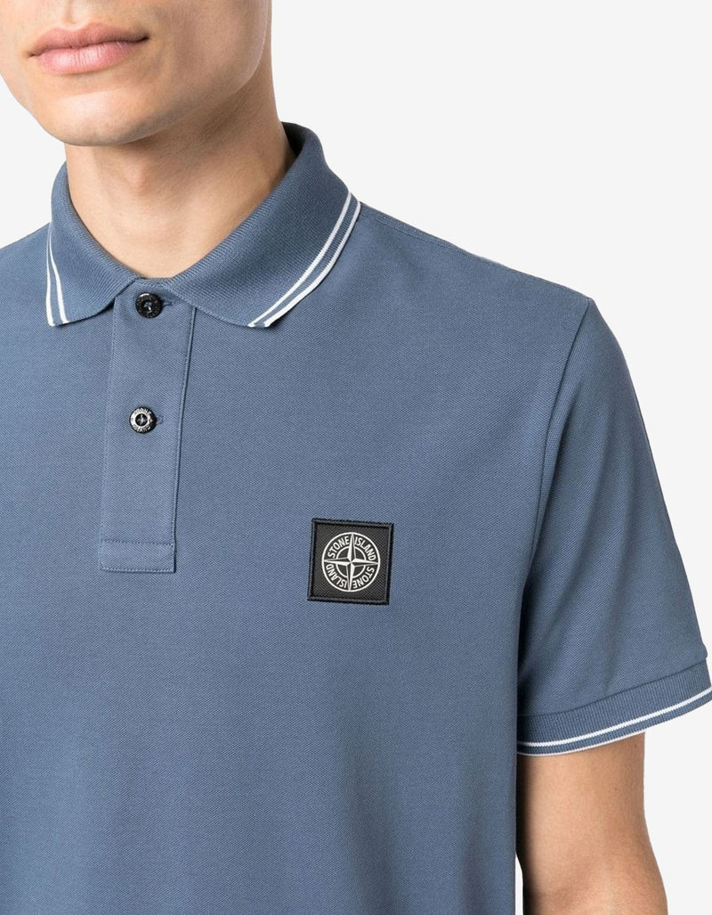 Stone Island Blue Compass Logo Polo Shirt