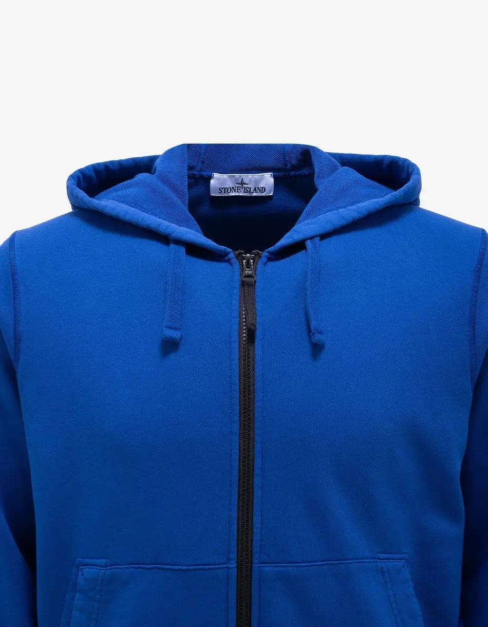 Stone Island Blue Garment Dyed Zip Hoodie Zoo Fashions