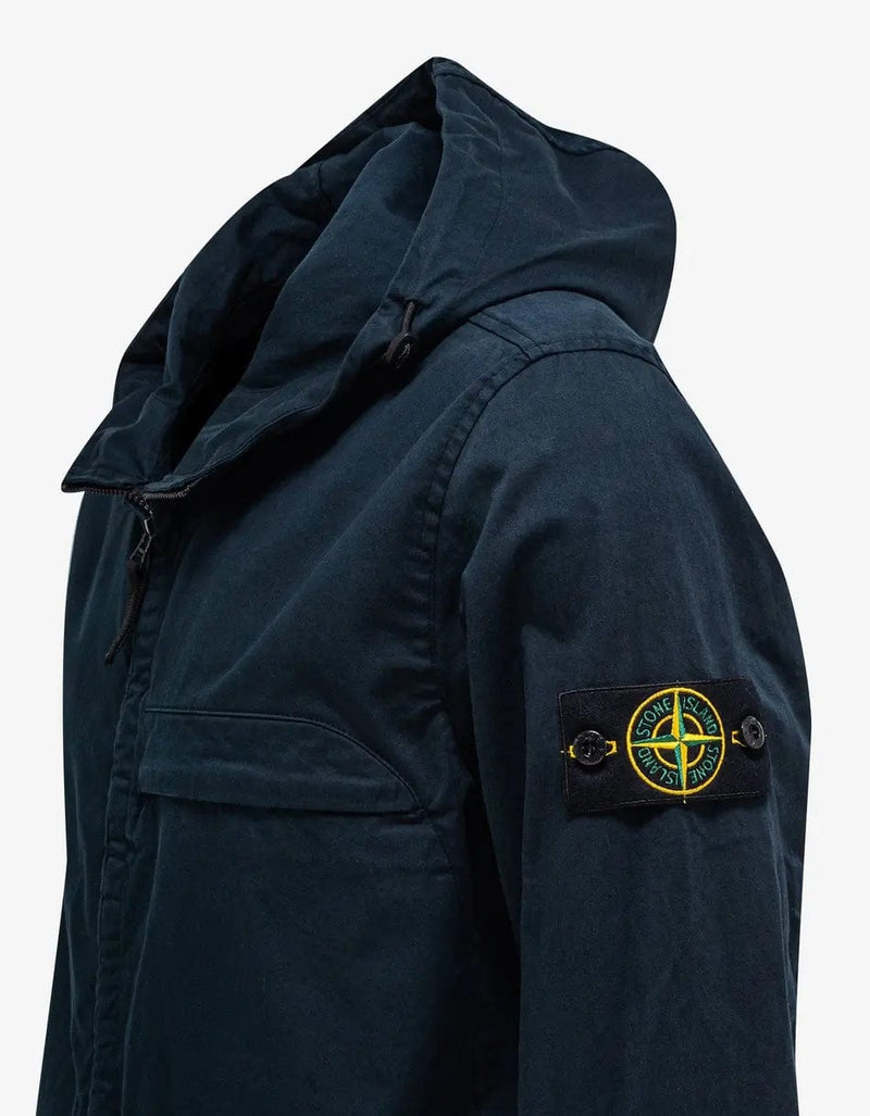 Stone Island Blue Hooded Overshirt