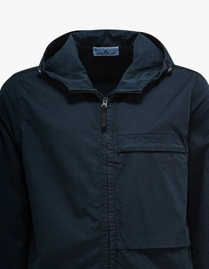 Stone Island Blue Hooded Overshirt