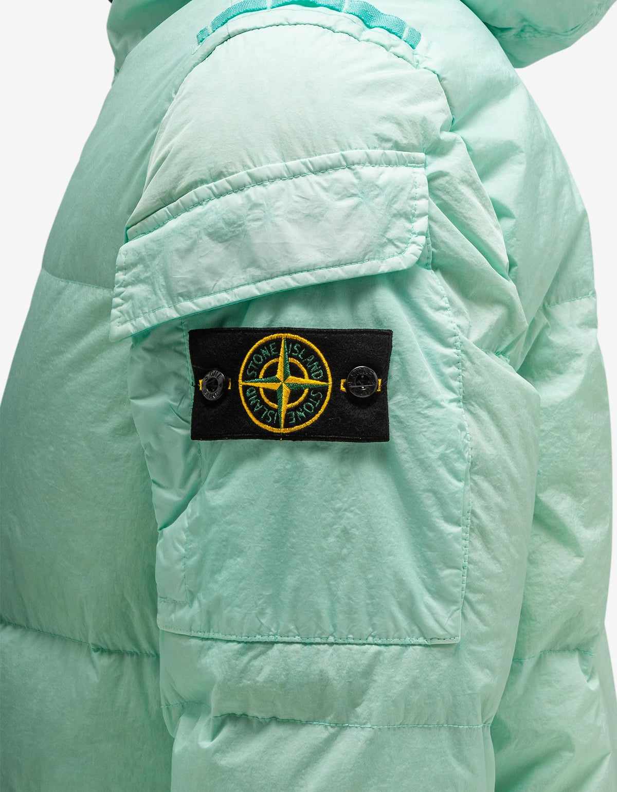 Stone Island Crinkle Reps R-NY Aqua Blue Down Jacket