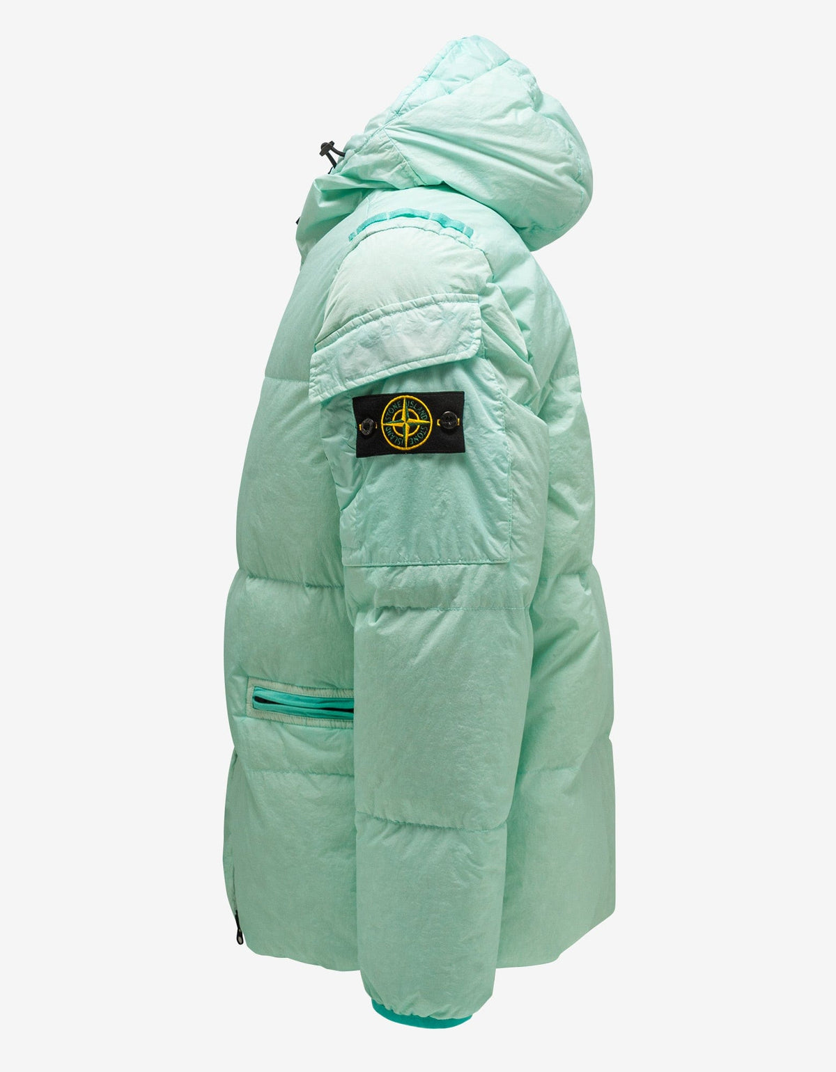 Stone Island Crinkle Reps R-NY Aqua Blue Down Jacket