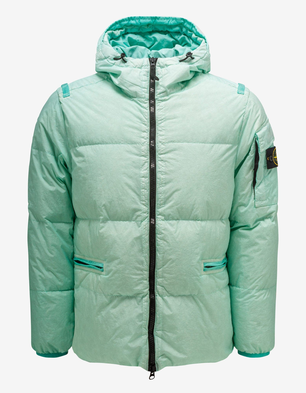 Stone Island Crinkle Reps R-NY Aqua Blue Down Jacket