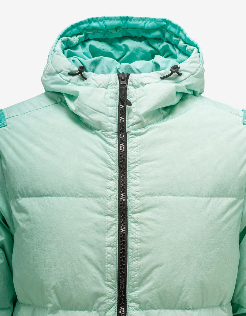 Stone Island Crinkle Reps R-NY Aqua Blue Down Jacket